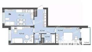 2-к квартира, строящийся дом, 66м2, 2/13 этаж