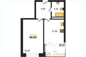 1-к квартира, вторичка, 40м2, 3/18 этаж