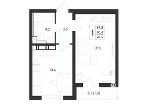 1-к квартира, вторичка, 42м2, 5/17 этаж