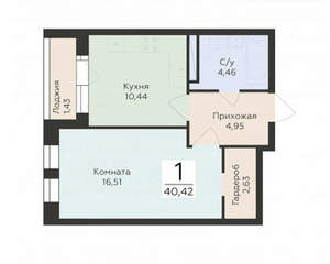 1-к квартира, вторичка, 40м2, 10/24 этаж