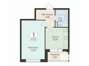 1-к квартира, вторичка, 37м2, 14/18 этаж