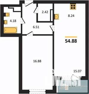 1-к квартира, вторичка, 55м2, 6/24 этаж