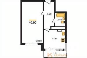 1-к квартира, вторичка, 40м2, 23/25 этаж