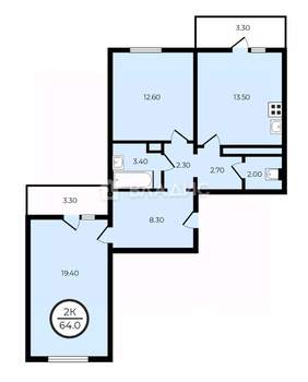 2-к квартира, вторичка, 64м2, 14/17 этаж