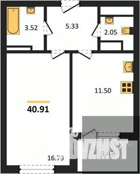 1-к квартира, вторичка, 44м2, 13/18 этаж