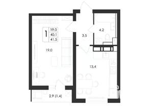 1-к квартира, вторичка, 42м2, 9/17 этаж