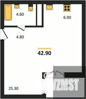 Студия квартира, вторичка, 43м2, 17/25 этаж
