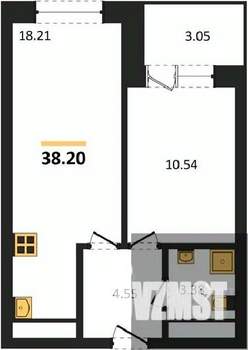 1-к квартира, вторичка, 38м2, 13/28 этаж