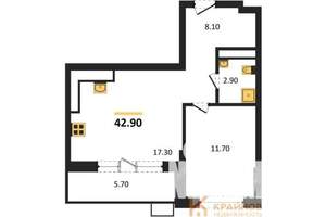 1-к квартира, строящийся дом, 43м2, 3/15 этаж