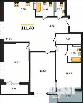 3-к квартира, вторичка, 111м2, 8/24 этаж