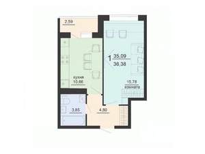 1-к квартира, вторичка, 36м2, 13/20 этаж