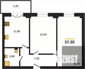 2-к квартира, вторичка, 57м2, 7/15 этаж