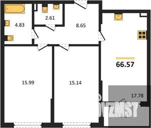 2-к квартира, вторичка, 67м2, 2/22 этаж