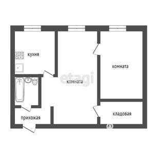 2-к квартира, вторичка, 41м2, 1/3 этаж