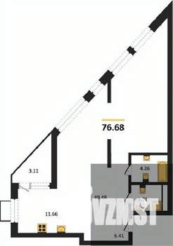 2-к квартира, вторичка, 77м2, 20/21 этаж