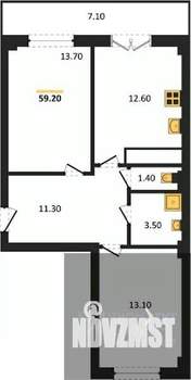 2-к квартира, вторичка, 59м2, 7/15 этаж