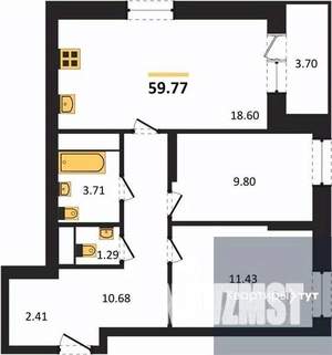 2-к квартира, вторичка, 60м2, 7/25 этаж