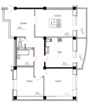 3-к квартира, строящийся дом, 101м2, 11/16 этаж