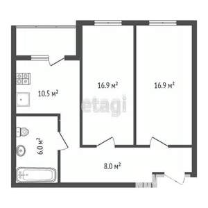 2-к квартира, вторичка, 58м2, 3/17 этаж