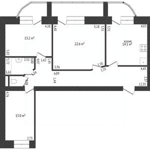 3-к квартира, вторичка, 92м2, 1/13 этаж
