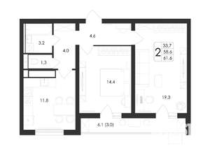2-к квартира, вторичка, 62м2, 10/19 этаж