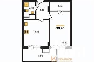 1-к квартира, строящийся дом, 40м2, 1/14 этаж