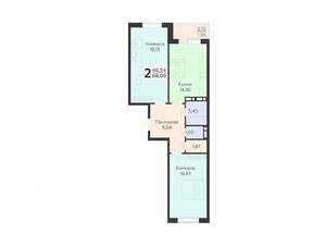 2-к квартира, вторичка, 68м2, 5/18 этаж