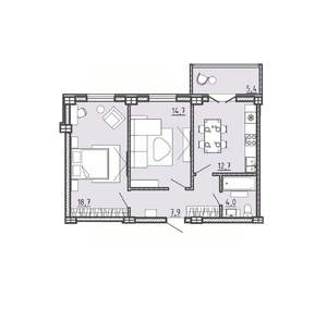 2-к квартира, вторичка, 60м2, 14/15 этаж