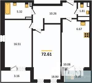 2-к квартира, вторичка, 73м2, 18/24 этаж