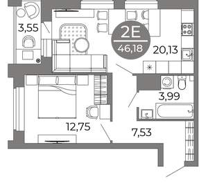2-к квартира, вторичка, 46м2, 25/25 этаж