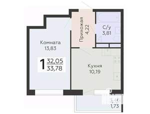 1-к квартира, вторичка, 34м2, 15/20 этаж
