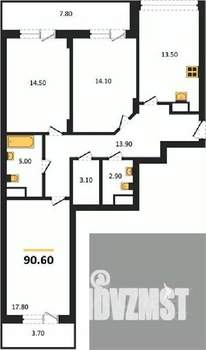 3-к квартира, вторичка, 91м2, 17/25 этаж