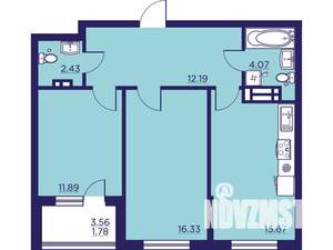 2-к квартира, строящийся дом, 64м2, 11/18 этаж