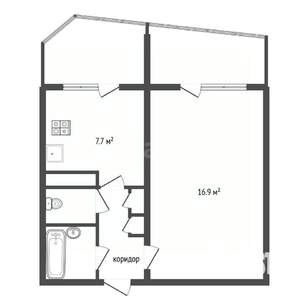 1-к квартира, вторичка, 33м2, 7/16 этаж