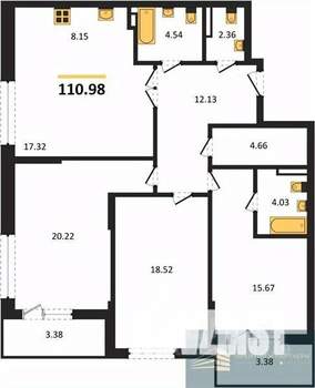 3-к квартира, вторичка, 111м2, 5/24 этаж
