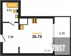 Студия квартира, вторичка, 27м2, 9/21 этаж