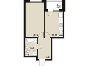 1-к квартира, вторичка, 39м2, 2/23 этаж