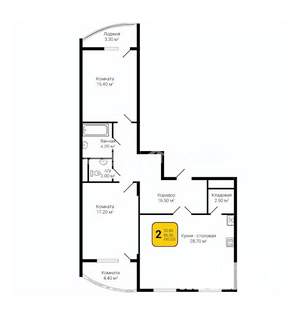3-к квартира, строящийся дом, 90м2, 9/25 этаж