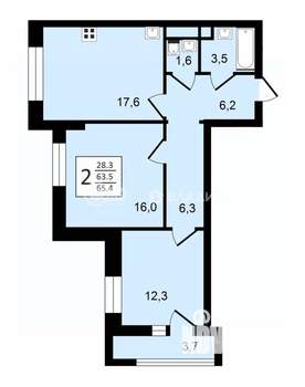 2-к квартира, вторичка, 65м2, 10/24 этаж