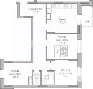 3-к квартира, строящийся дом, 738м2, 19/25 этаж