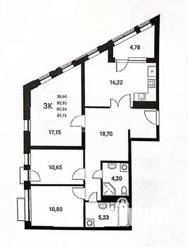 3-к квартира, вторичка, 88м2, 4/21 этаж