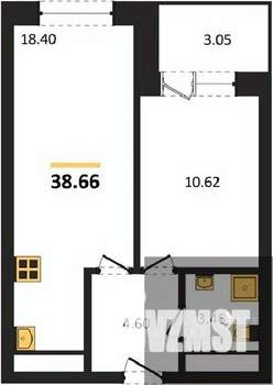 1-к квартира, вторичка, 39м2, 21/28 этаж