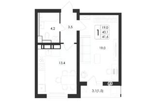1-к квартира, вторичка, 42м2, 6/17 этаж