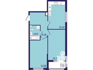 2-к квартира, вторичка, 64м2, 2/18 этаж