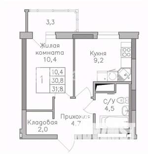 1-к квартира, строящийся дом, 35м2, 16/25 этаж