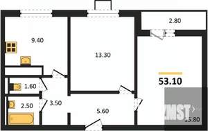 2-к квартира, вторичка, 53м2, 4/19 этаж