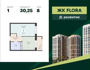 1-к квартира, вторичка, 30м2, 8/17 этаж