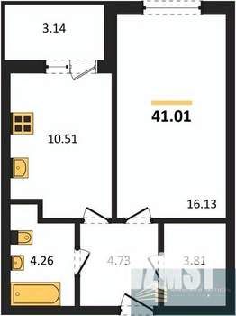 1-к квартира, вторичка, 41м2, 2/18 этаж