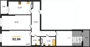 3-к квартира, вторичка, 96м2, 11/22 этаж