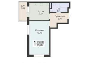 1-к квартира, вторичка, 40м2, 14/19 этаж
